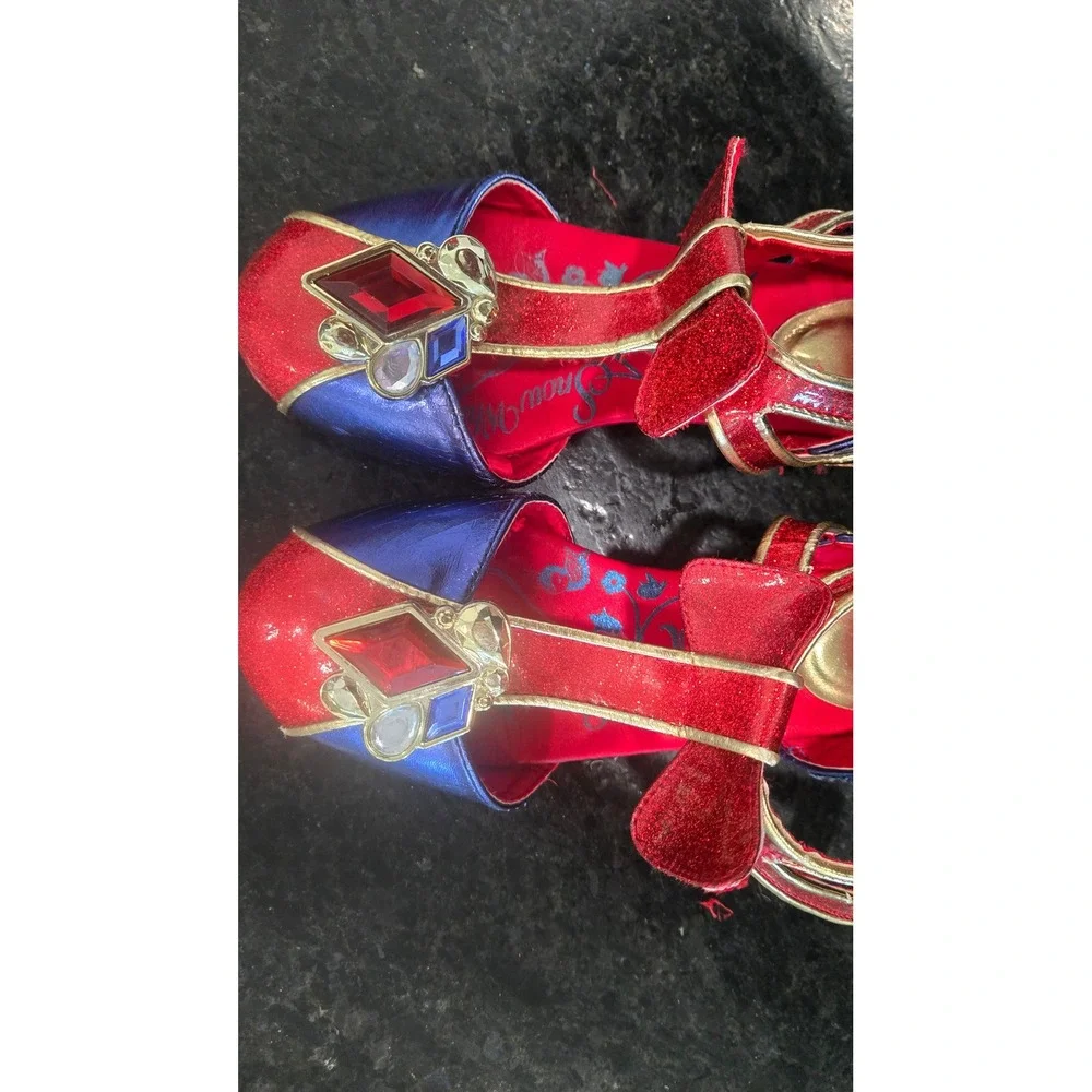 Disney Store Snow White Costume Shoes Red Blue Glitter Gemstone Girls Size‎ 13/1